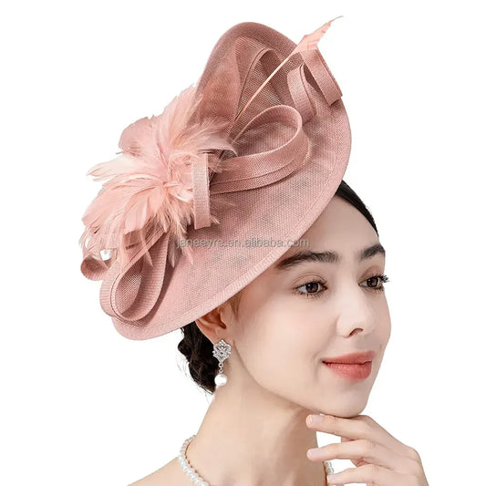 Premium Christmas Fascinators Hat Derby Wedding Feather Sinamay Fascinator Perfect Tea Party Bride Headband with Clip Female