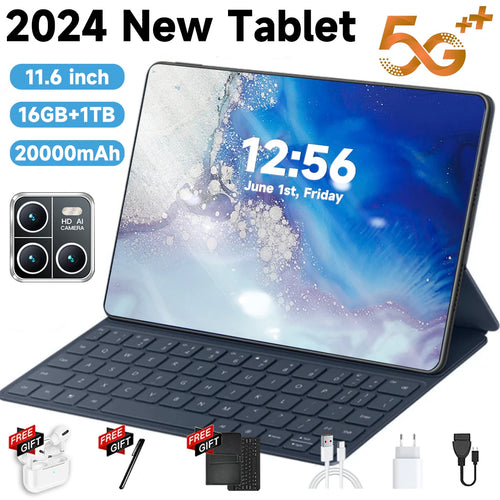 2024 5G Brand New 11.6 inch Tablet Android 20000mAh 16GB RAM 1TB ROM Android 13.0 Wifi 14 Core Tablets PC Network Global PAD