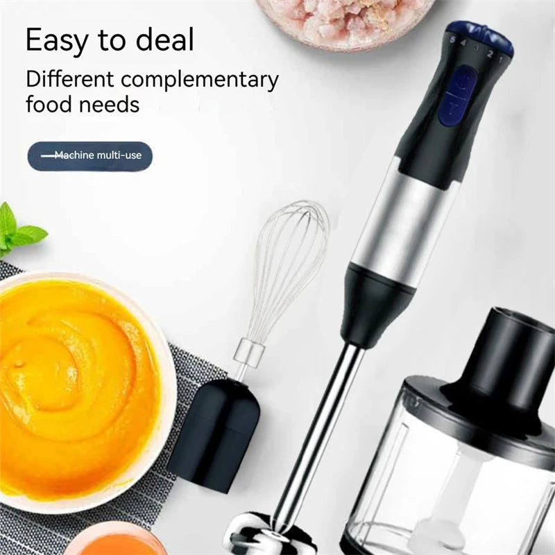 1000W Kitchen Immersion Blender 4 in 1 Stainless Steel Handheld Blender Vegetable Meat Chopper Egg Whisk Smoothie Stick Mixer