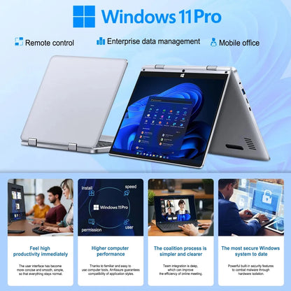 2024 New N4020 Laptop 8GB RAM 256GB Windows 11 Office PC 180 degree Folding Office Gaming Laptop