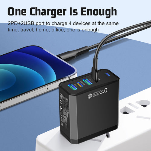 Four in one 2USB+2PD mobile phone charger, tablet plug, European, American and British standard super fast charging