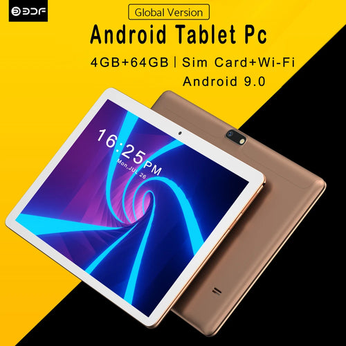 BDF 10.1 Inch Tablet Pc Google Android 9 Support 3G Mobile Phone SIM Card Tablets 4GB+64GB ROM Bluetooth Wi-Fi Tablet Android