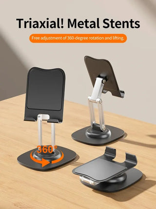 Multi-Function Folding Lift Lazy Mobile Phone Stand 360° Rotating Live Stand Aluminum Mobile Phone Tablet Desktop Stand