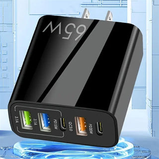 Standard PD65W mobile phone charger 4A type-c PD+3USB multi port European, American, English travel charging head