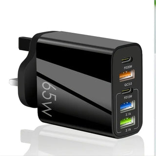 Standard PD65W mobile phone charger 4A type-c PD+3USB multi port European, American, English travel charging head