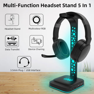 Headphone holder RGB Amazon hot item color changing luminous dazzling esports RGB headphone holder with AUX 3.5mm