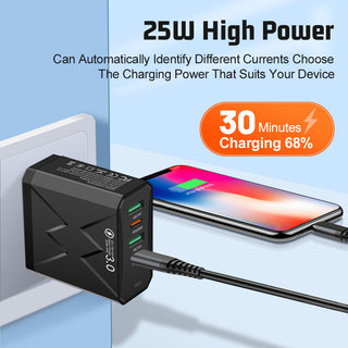 2USB+2PD mobile phone charger, tablet plug, super fast charging, multi port power supply