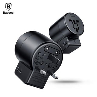 Baseus International Travel Adapter Whirl Universal Travel Wall Charger Plug Dual USB AC Power Adapter Converter