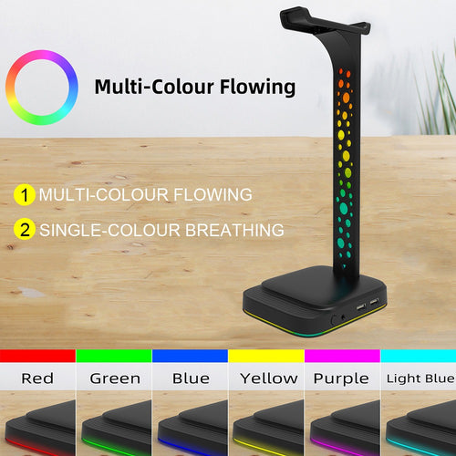 Headphone holder RGB Amazon hot item color changing luminous dazzling esports RGB headphone holder with AUX 3.5mm