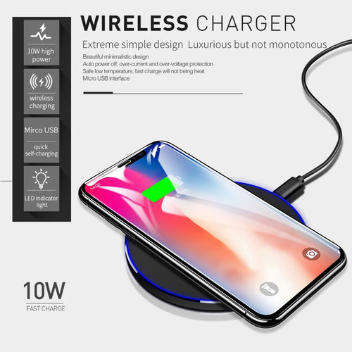 Qi Wireless Charger For iPhone 8 X XR XS Max QC3.0 10W Fast Wireless Charging