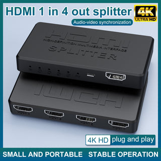 HDMI splitter 1/4 4K mini HDMI 1/4 splitter HD video on screen