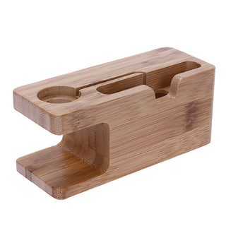 Alloet Wooden Charging Dock Station for Mobile Phone Holder Stand Bamboo Charger Stand Base For Apple Watch and For iphone