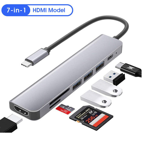 7-in-1 docking station type-c converter suitable for laptop expansion