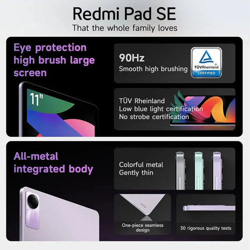 Global ROM Xiaomi Redmi Pad SE 11 inch FHD+ 90Hz Display Snapdragon 680 CPU 6GB 8GB/256GB 128GB 8MP 8000mAh MiPad Tablet