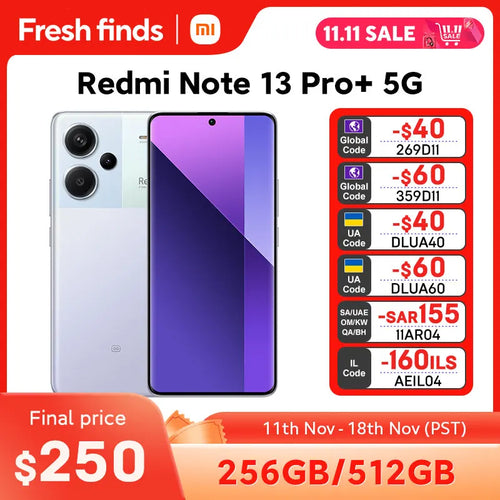 [Global Version] New Xiaomi Redmi Note 13 Pro Plus 5G Smartphone 120W HyperCharge MediaTek Dimensity 7200-Ultra 200MP OIS Camera