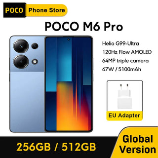 Global Version POCO M6 Pro Smartphone Helio G99 Ultra 64MP Triple Camera 67W turbo charging 5000mAh battery 120Hz AMOLED Display