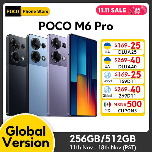 Global Version POCO M6 Pro Smartphone Helio G99 Ultra 64MP Triple Camera 67W turbo charging 5000mAh battery 120Hz AMOLED Display