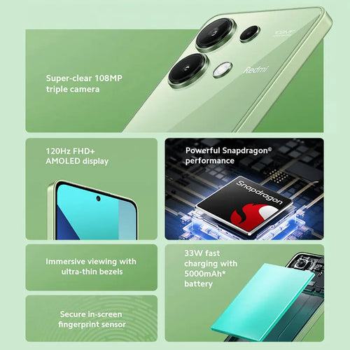 Global Version Xiaomi Redmi Note 13 Smartphone Snapdragon 685 108MP Camera 6.67" FHD+ AMOLED display 33W fast charge 120Hz