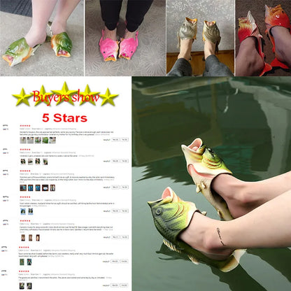 Family Funny Fish Shoes Women Slippers Large Size 32-47 High Quality PVC Girls Summer Shoes Beach Slippers Woman Slides