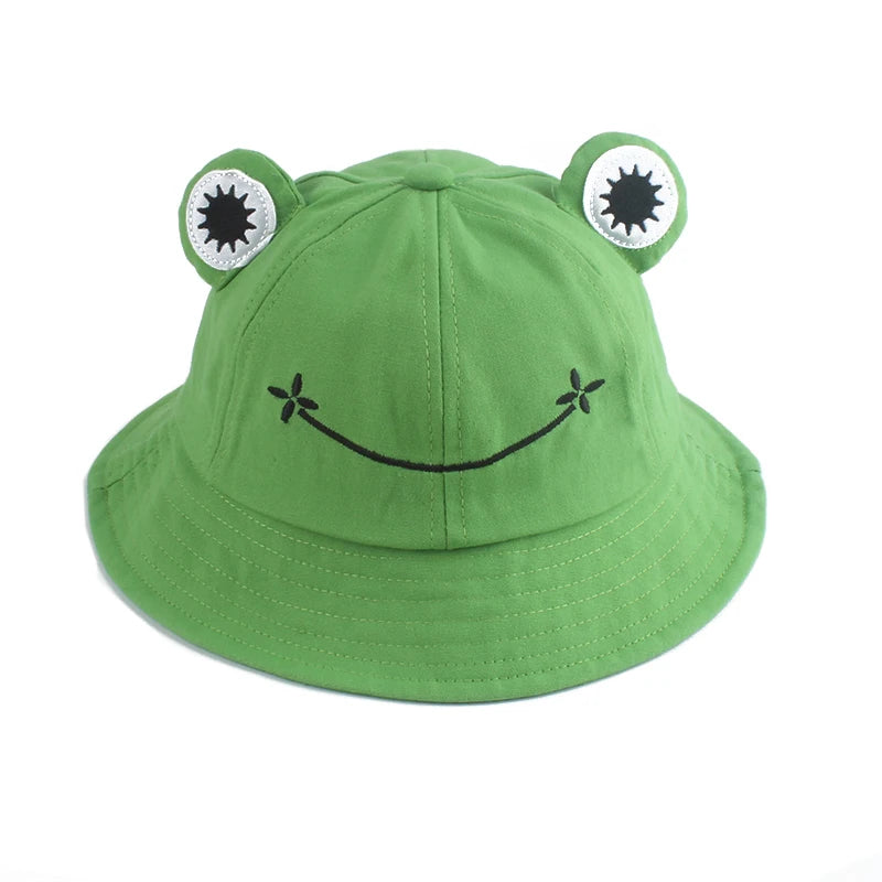 Parent-Kid Frog Bucket Hat Panama Fishing Hat Cartoon Cute Hats For Women Men Bob Chapeau Outdoor Sun Fisherman Caps