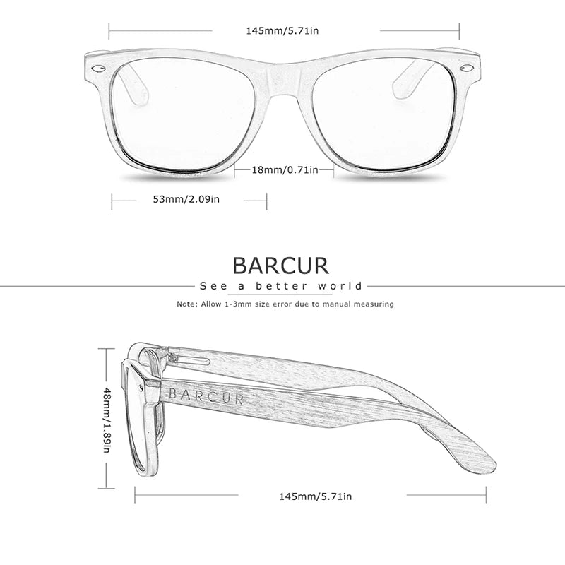 BARCUR Wood Anti Blue Ray Glasses Computer Glasses Optical Eye UV Blocking Gaming Filter Eyewear