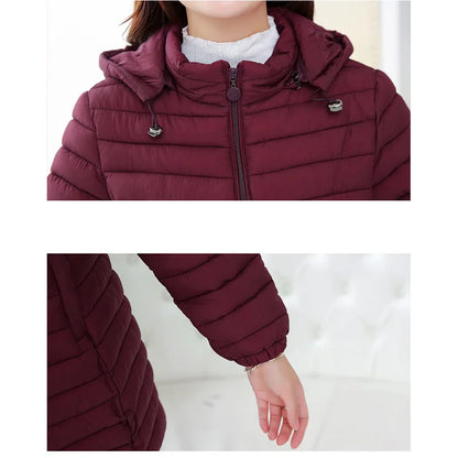 New Fashion Plus Size 4XL 5XL Women Medium-Long Winter Coats Red/Black Warm Hooded Ladies Outwear Female Coat