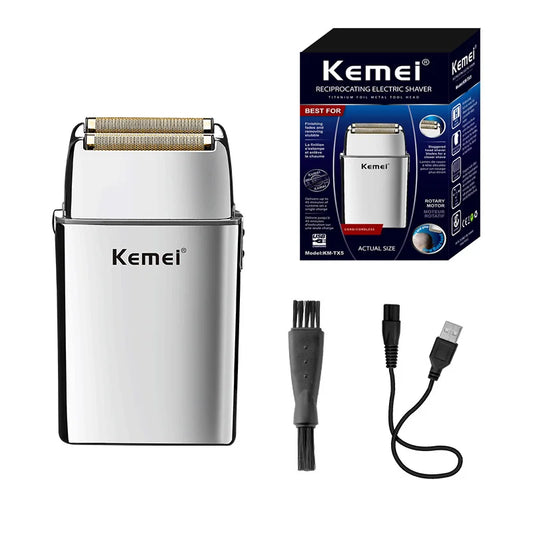 Kemei All-metal Electric Shaver Rechargeable Beard Shaver Men Electric Razor Floating Hair Trimmer Face Care Shaving Machine