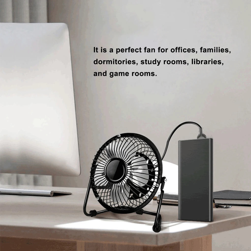 4 Inch Mini Fan USB Electric Fan Silent Home Office Dormitory Bed Bedside Desktop Mini Fan Cooler Portable Electric Fans Cooling