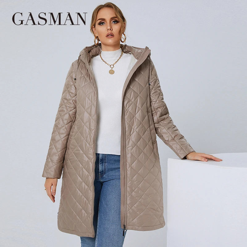 GASMAN 2022 Women's Autumn Winter jacket Fashion XL-5XL long High street parka Furry lining high quality Brand coat woman 81121