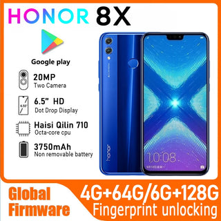 HONOR 8X Smartphone Global firmware CPU Haisi Qilin 710 6.5-inch 3750mAh rear camera 20MP used phone