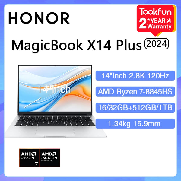 HONOR MagicBook X14 Plus 2024 Laptop AMD Ryzen R7 8845HS 16GB 32GB 512GB 1TB 14