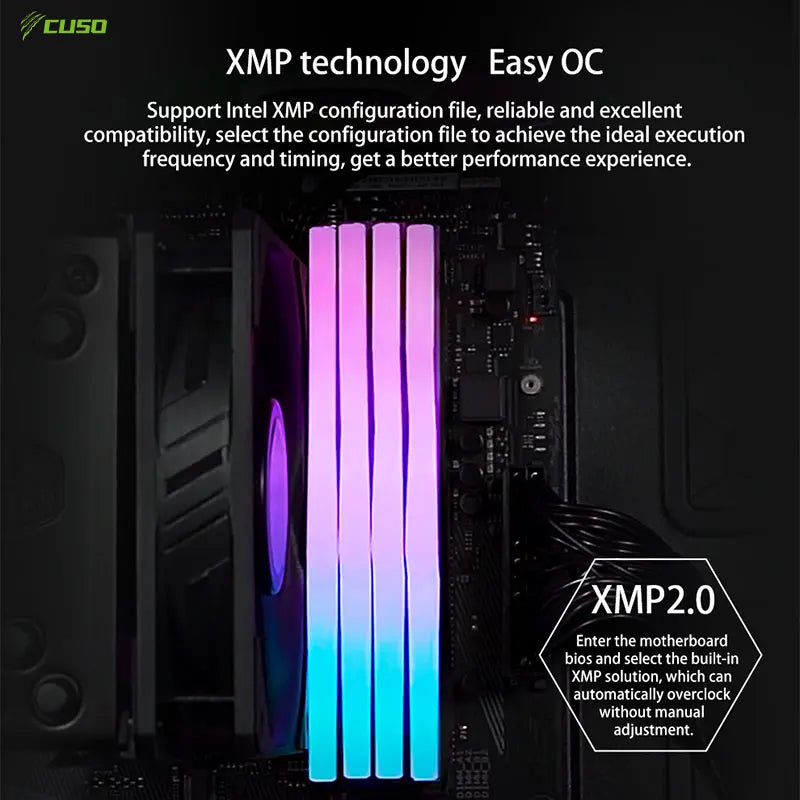 CUSO DDR4 Memoria Ram 8GBx2 3200MHz 3600MHz  Ram DDR4 Sabertooth Series RGB Desktop Memory DIMM Gaming memory for PC