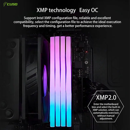 CUSO DDR4 Memoria Ram 8GBx2 3200MHz 3600MHz  Ram DDR4 Sabertooth Series RGB Desktop Memory DIMM Gaming memory for PC