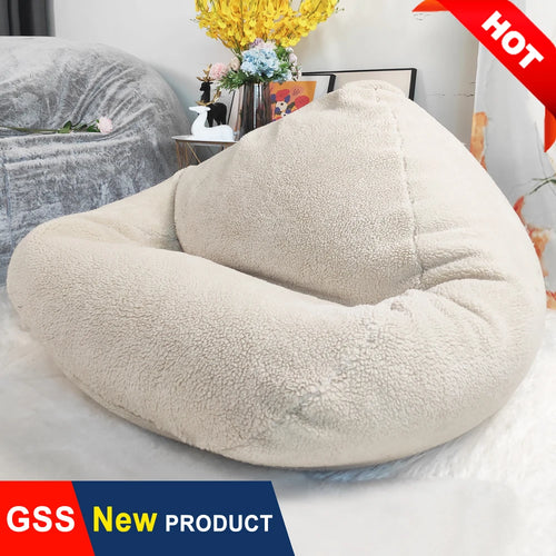 Big Fluffy Cashmere Fur Bean Bag Sofa Slipcover Envelope No Filler Comfy Floor Seat Washable Beanbag Chair for Adults Baby Kids