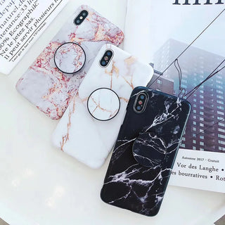 Marble Stone Case For iPhone 7 8 6 6s Plus Cases Stand Holder Soft Gel TPU Silicone Case For iPhone X XS XR XS Max Cover