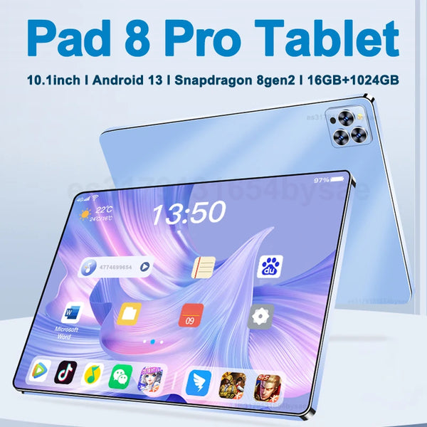 Original Pad 8 Pro Tablet 10.1 inchSnapdragon 8gen2  Android 13 Global 16GB+1024GB 10000mah 5G Dual SIM WIFI  HD Full Screen