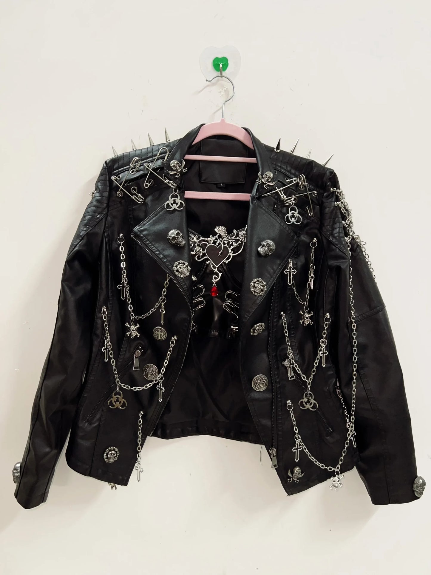 Rivets Jacket  Skull  Jacket  vintage Jacket Punk Jacket y2k Jacket y2k fashion Gothic Jacket harajuku fashion Cross Jacket