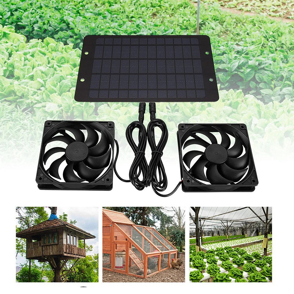 12V 10W Mini Ventilator Solar Power Controller Solar Panel Powered Fan Solar Panel Fan Air Extractor for Dog Kennel Chicken Coop