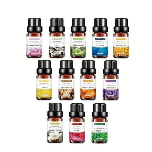 12 Kinds Of Organic Essential Oils, Aromatherapy Essential Oil Kit For Diffuser, Humidifiers, Aromatherapy, Candle Making(10ml)