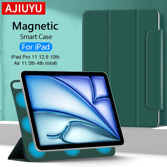 Funda for iPad Air 11 inch 2024 M2 Smart Book Case For iPad Pro 11 12.9 2018-2022 Air 5 4 10th Gen 10.9 Mini 6 PU Magnetic Cover