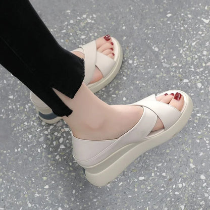 2023New Open Toe Fashion Women's Sandals Summer  Plus Size Elegant Sandals Woman Wedge Buckle Footwear Shoes For Women Female