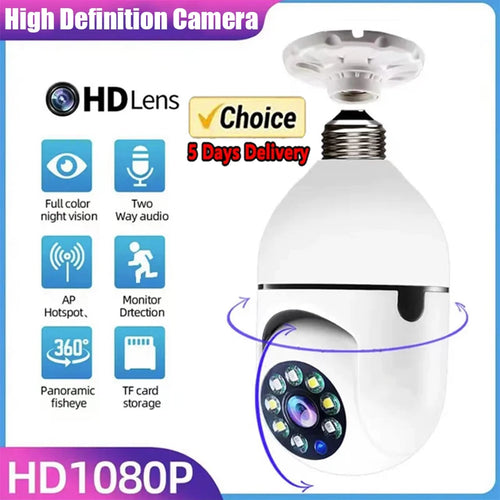 Bulb Surveillance Camera Night Vision Wireless 360° Wifi IP PTZ Outdoor Camera Indoor Security Monitor Wifi Camera Smart Securit