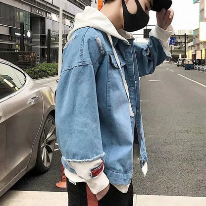 Men Coat Stylish Super Soft Denim Jacket Relaxed Fit Single Breasted Outerwear Coat for Riding