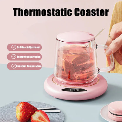 1PC Thermostatic Heating Coaster USB Home Heating Coaster 3-speed Adjustment Heating 55 Degrees Constant Temperature