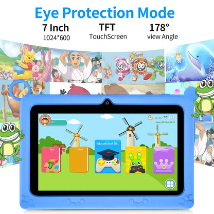 New 7 Inch Google Tablet For Children Quad Core 4GB RAM 64GB ROM 5G WiFi Dual Cameras Kids Tablets Learning Education Android9.0