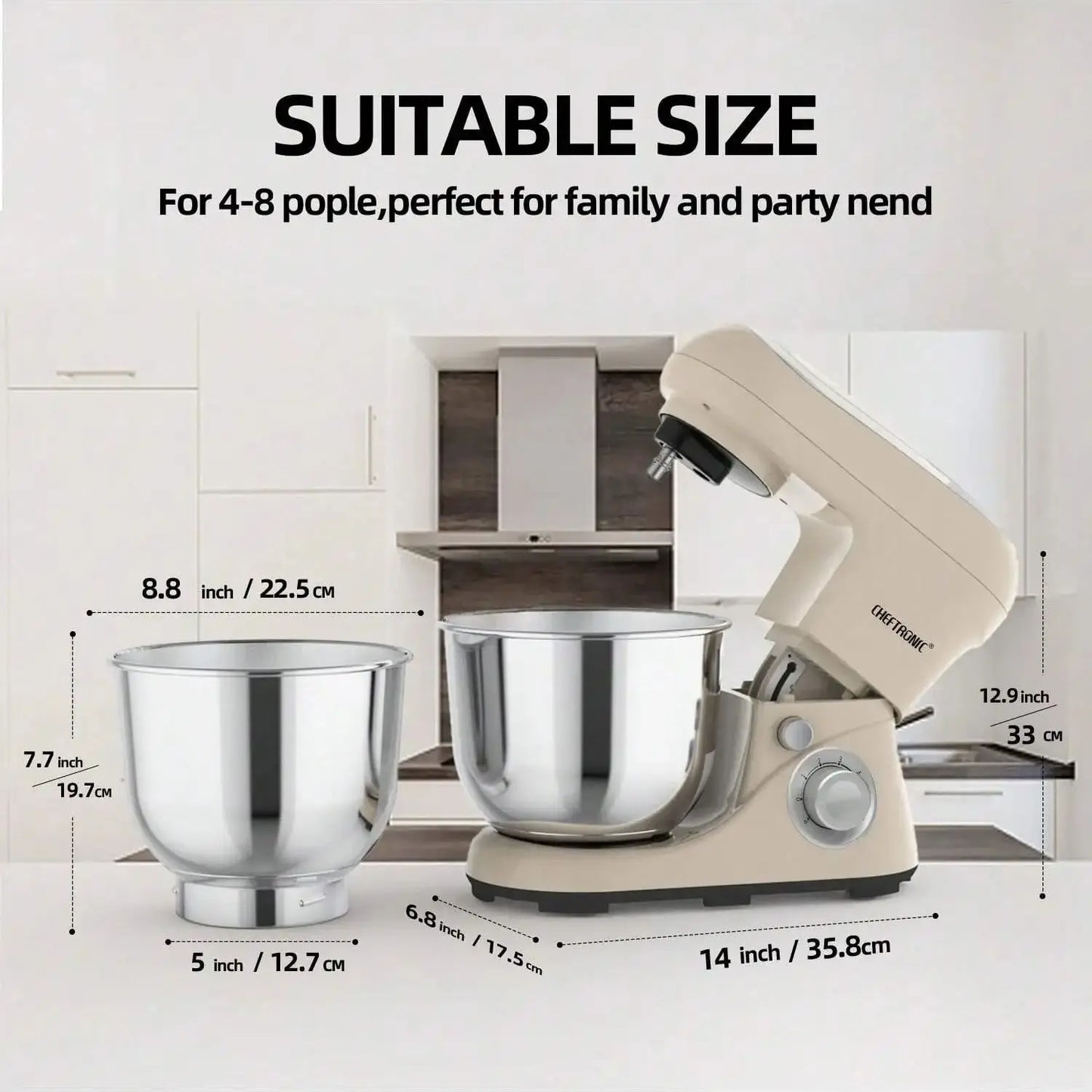 1pc Stand Mixer, 5L Tilt-Head Electric Household - 1300W 6+P electric blender, Food Beater And Butter Beater, EC Plug