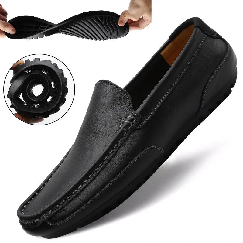 Casual Slip on Formal Loafers Men Moccasins Italian Black Male Driving Shoes Sneakers Plus Size Shoes Leather Men Luxury Trendy