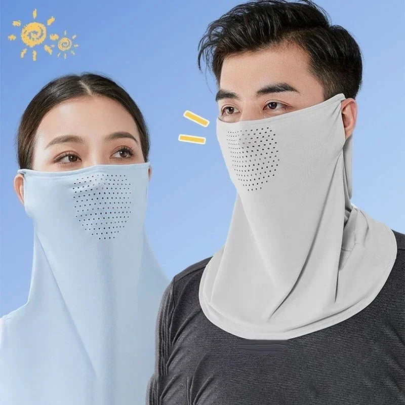 Summer UV Protection Outdoor Neck Wrap Cover Sports Sun Protection Ice Silk Mask Face Cover Neck Wrap Cover Sunscreen Face Scarf