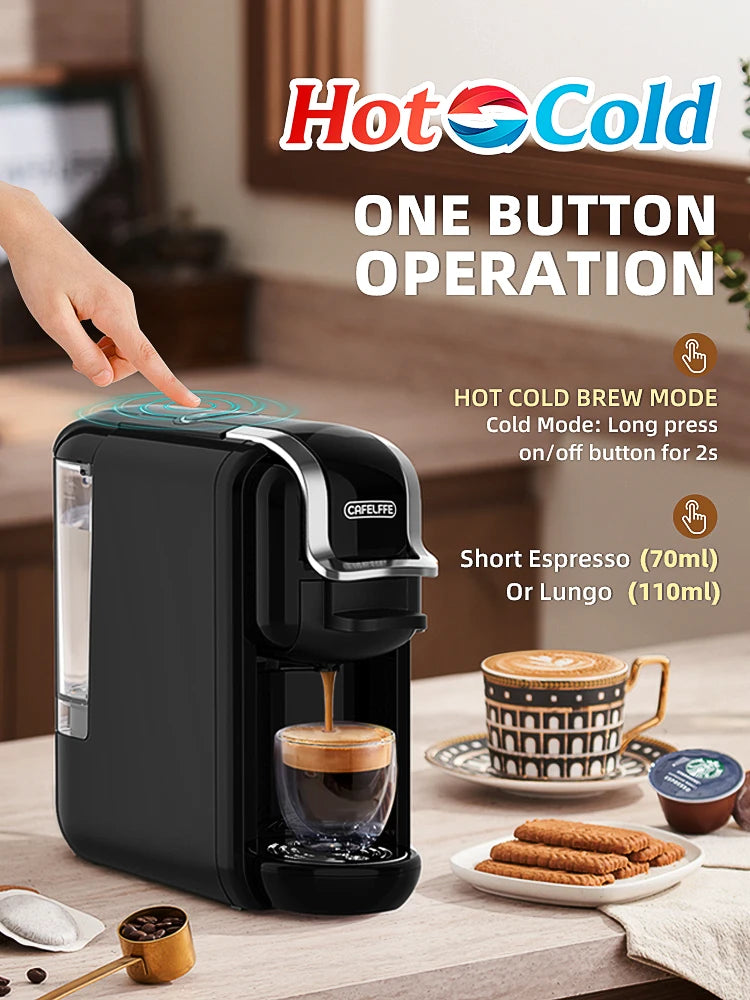 Cafelffe Multiple Capsule Coffee Machine 4 in 1 Hot/Cold DG Cappuccino Nes Small Capsule ESE Pod Ground Espresso Cafeteria 19Bar