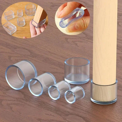 PVC Chair Leg Caps Transparent Feet Protector Pads Furniture Table Foot Cover Socks Plug Floor Silent Non-Slip Protectors